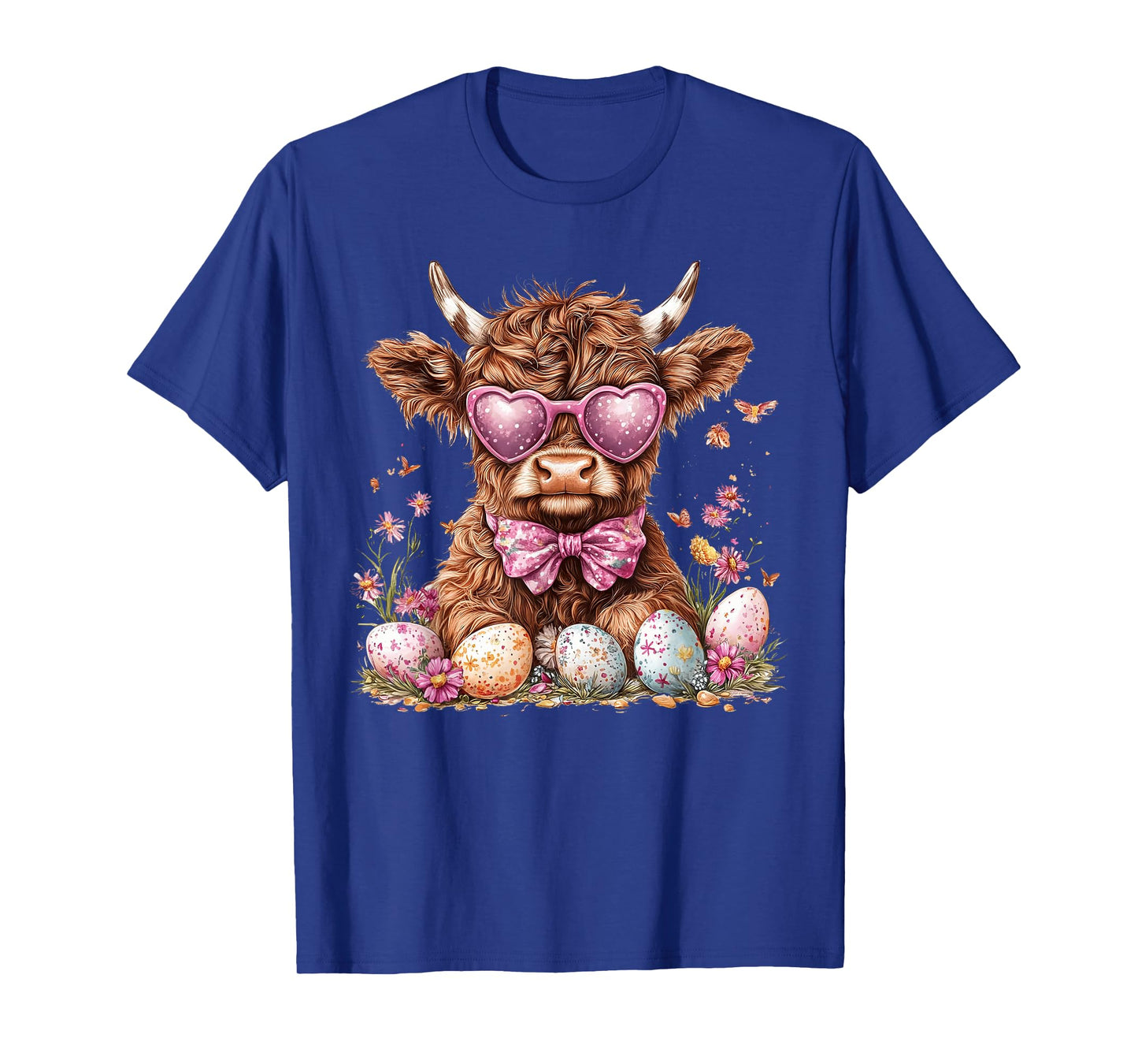 Funny Scottish Highland Cow Easter Eggs Farmers Easter Day T-Shirt