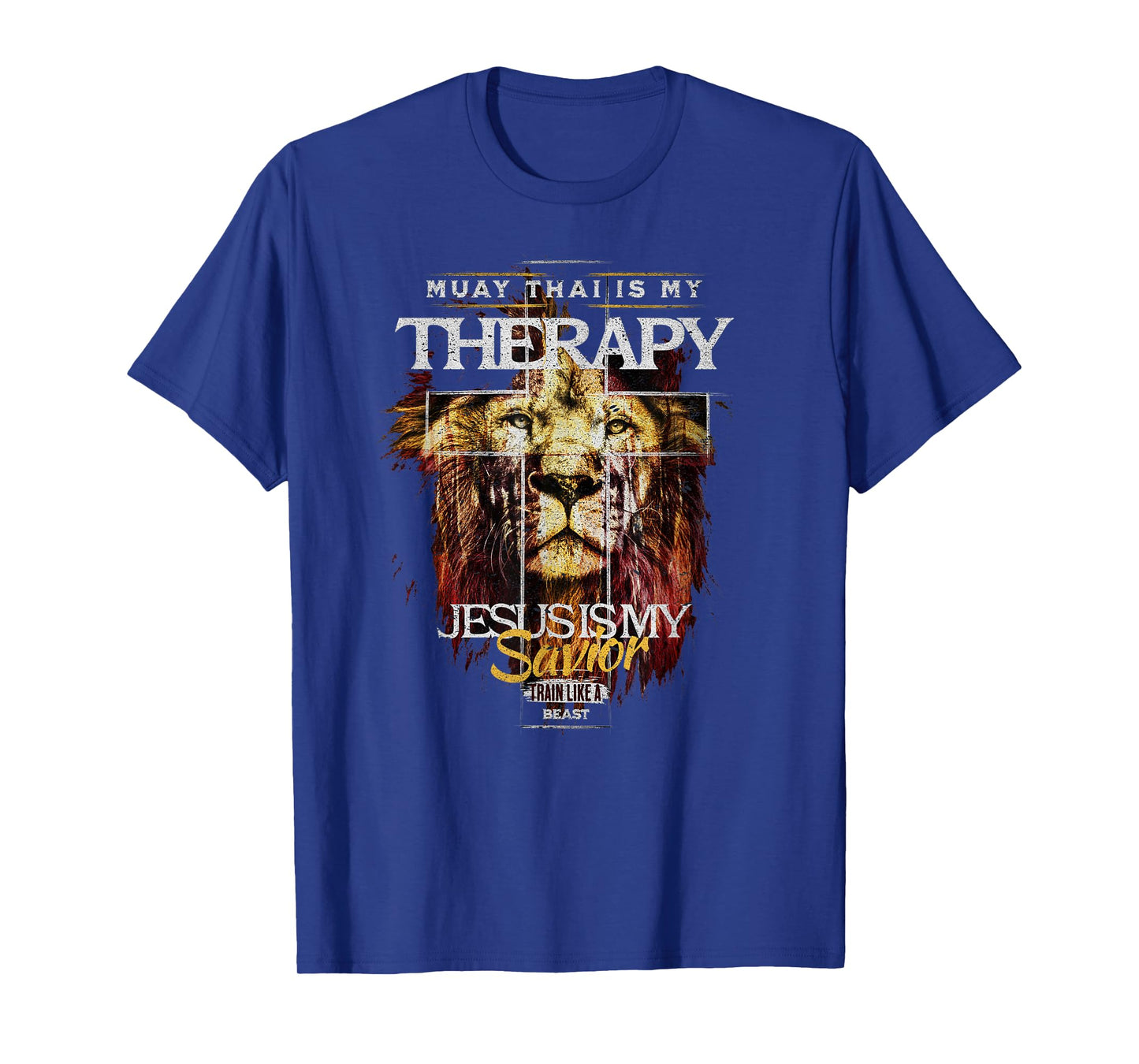Muay Thai Is My Therapy :: Jesus My Savior MMA Fighter Lion T-Shirt