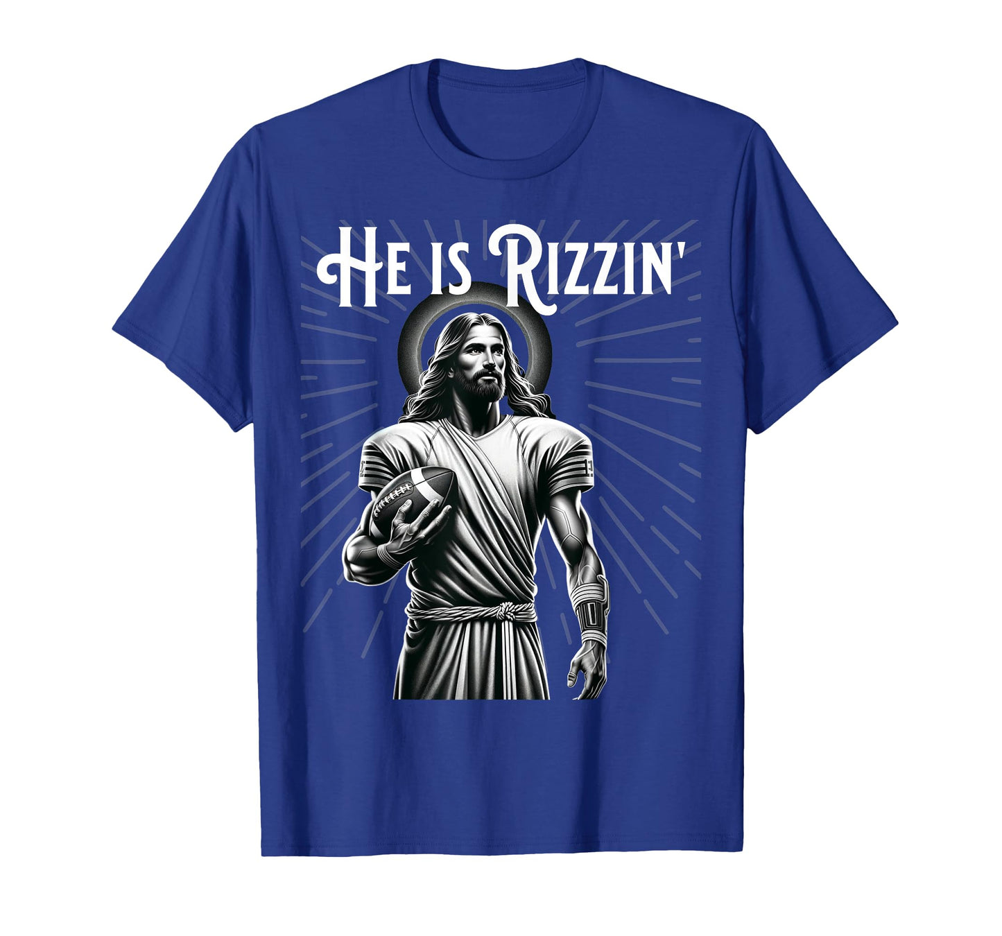 He is Rizzin Jesus Playing Football Funny Sports Rizz T-Shirt