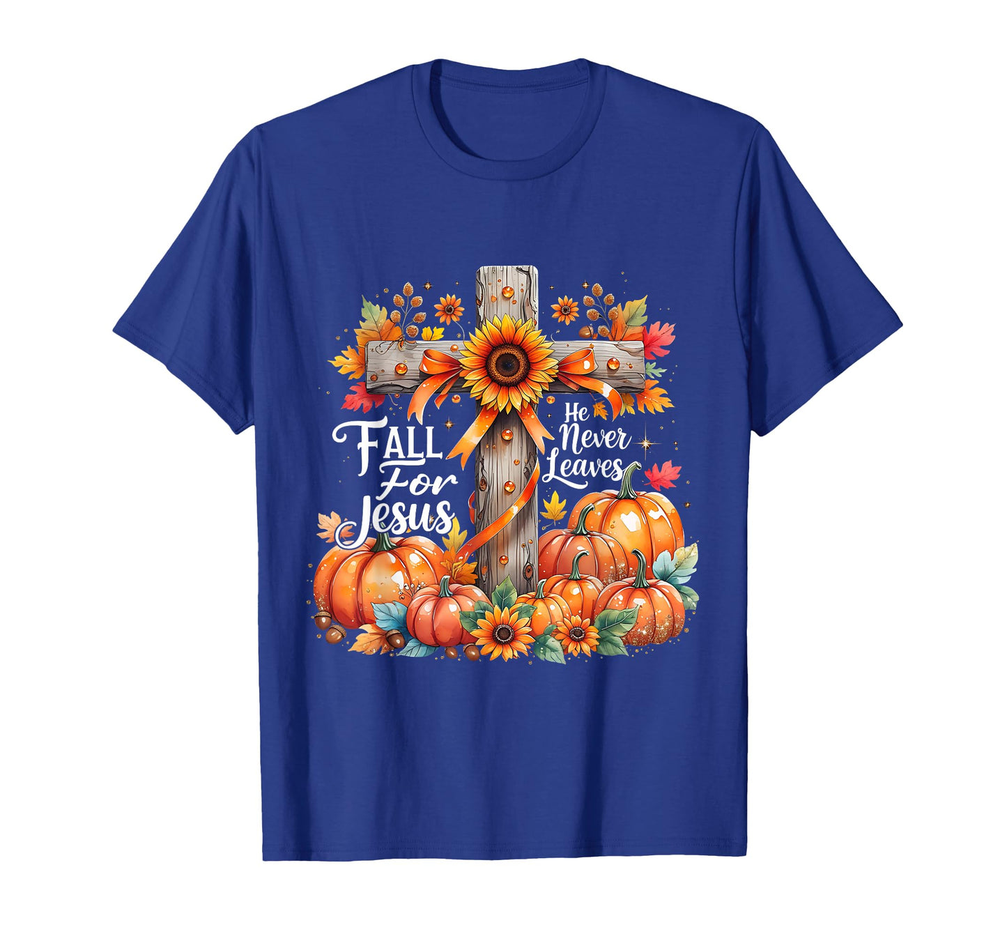 Fall for Jesus Christian Pumpkin Autumn Cross T-Shirt
