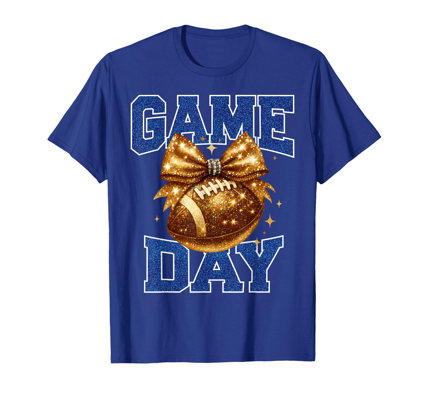 Game Day Football Season Football Mama Girl Blue Gold Vibes T-Shirt