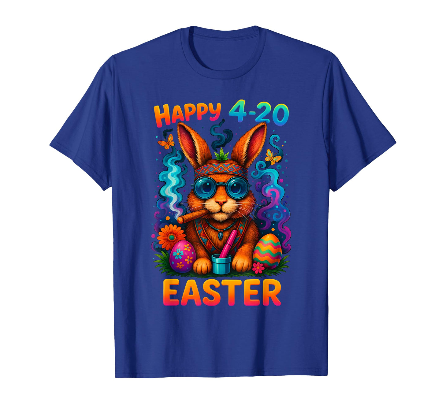 Happy 420 Easter Day Bunny Smoking Weed Marijuana Funny 420 T-Shirt