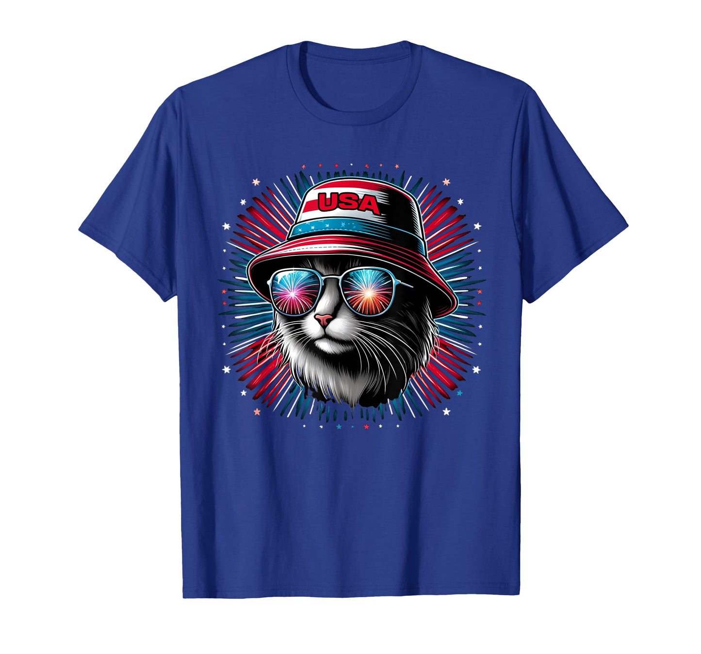 Mens Women Ameowica Funny Patriotic Cat Meowica 4th of July T-Shirt