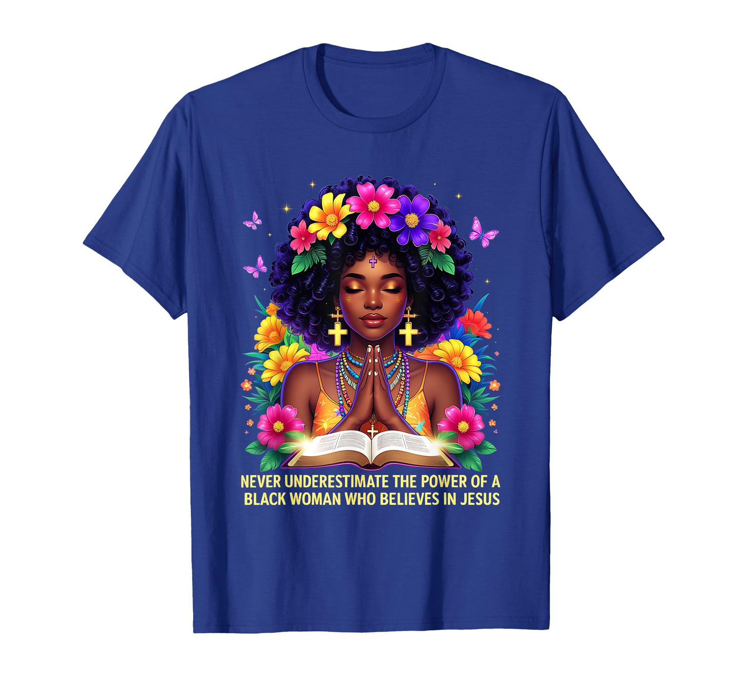 Black Woman Powerful Faith Inspirational Believes Jesus T-Shirt
