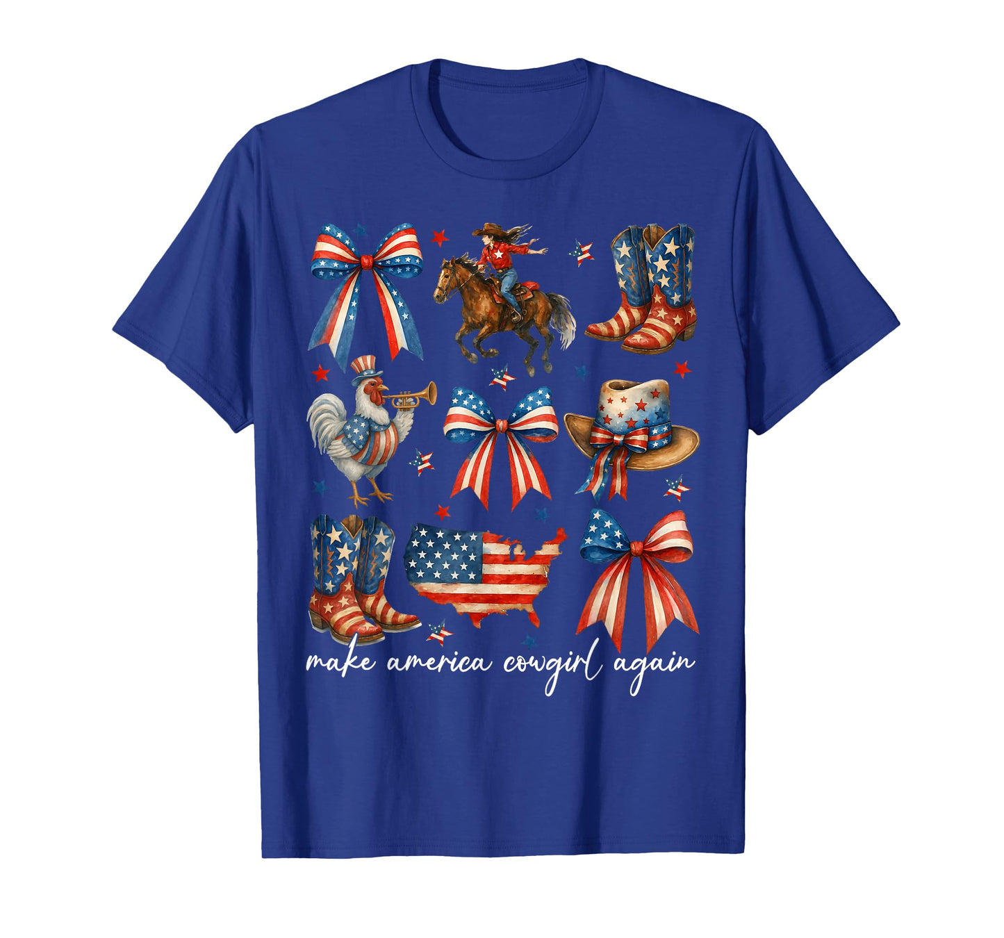 Make America Cowgirl Again 4th of July Coquette Bow Women T-Shirt
