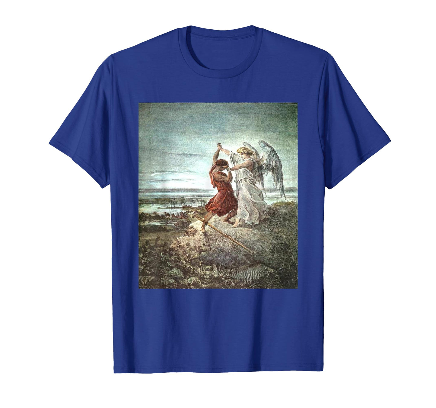 Jacob Wrestling With The Angel T-Shirt - Unisex-Adults, Black, Small