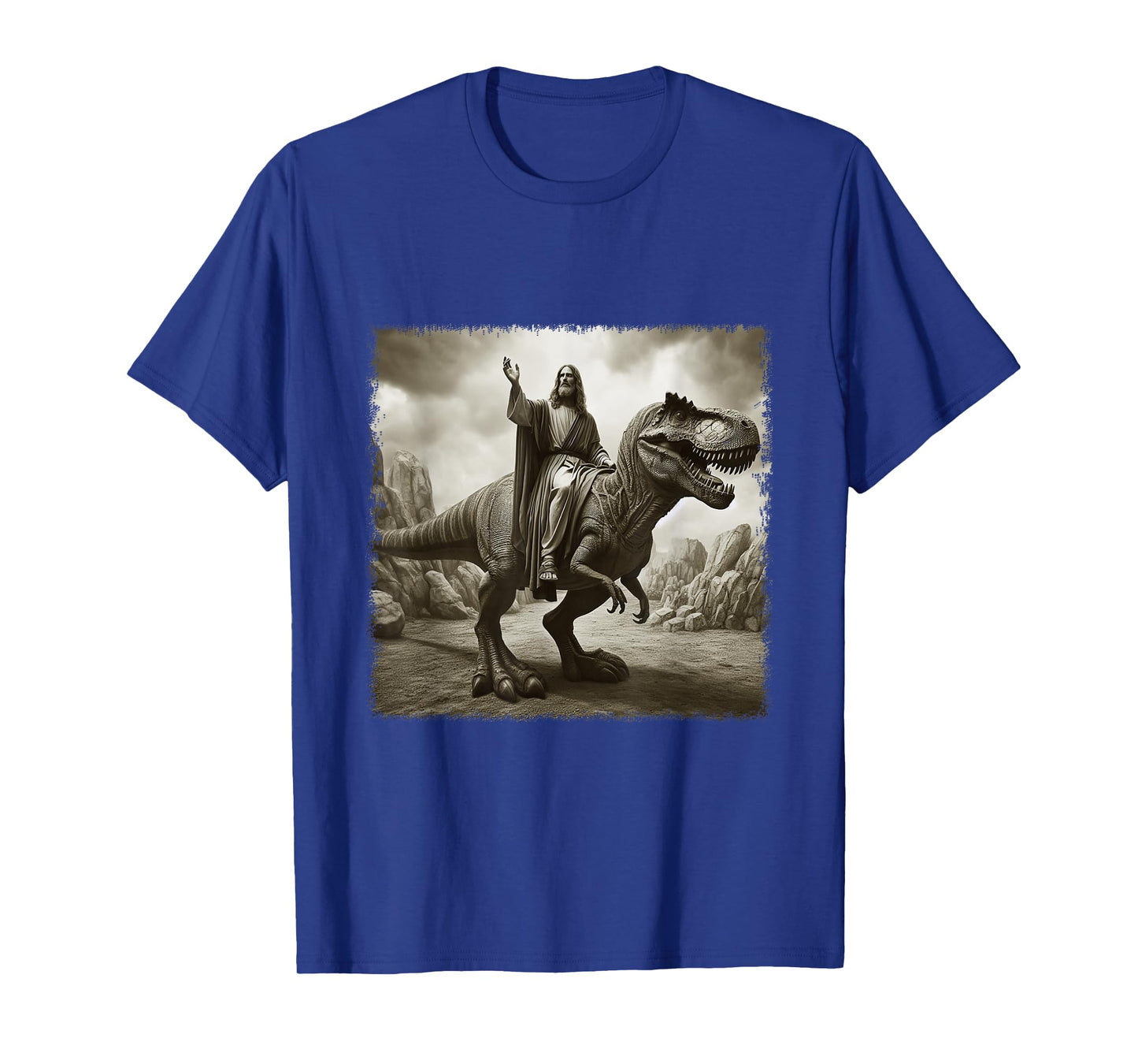 Vintage Jesus Riding T Rex Dinosaur Believers Christian T-Shirt