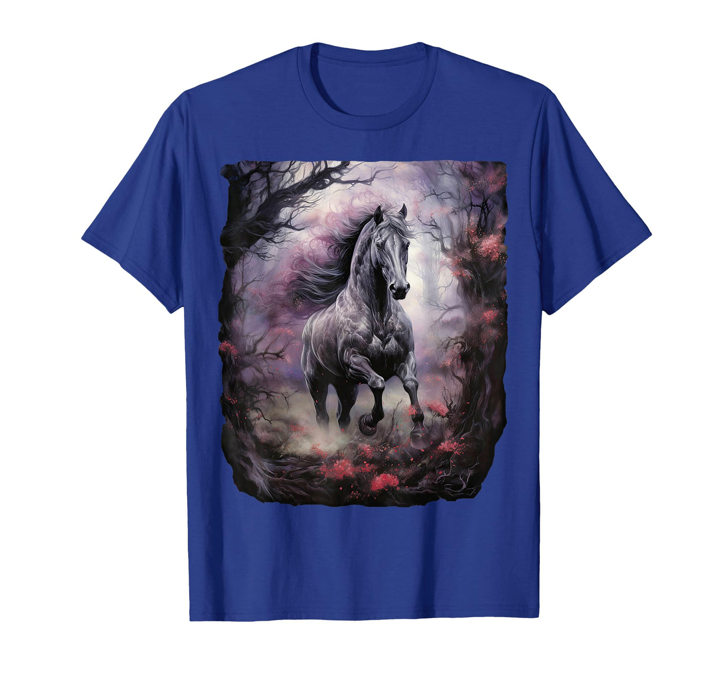 Beautiful Horse running through the forest by night T-Shirt