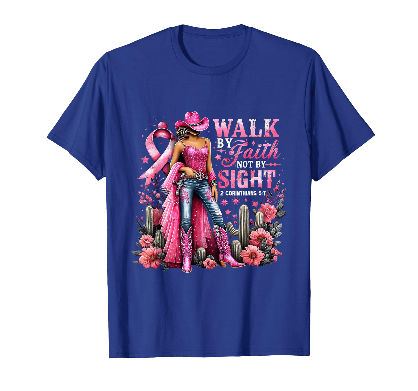 Walk by Faith Breast Cancer Awareness Cowgirl T-Shirt