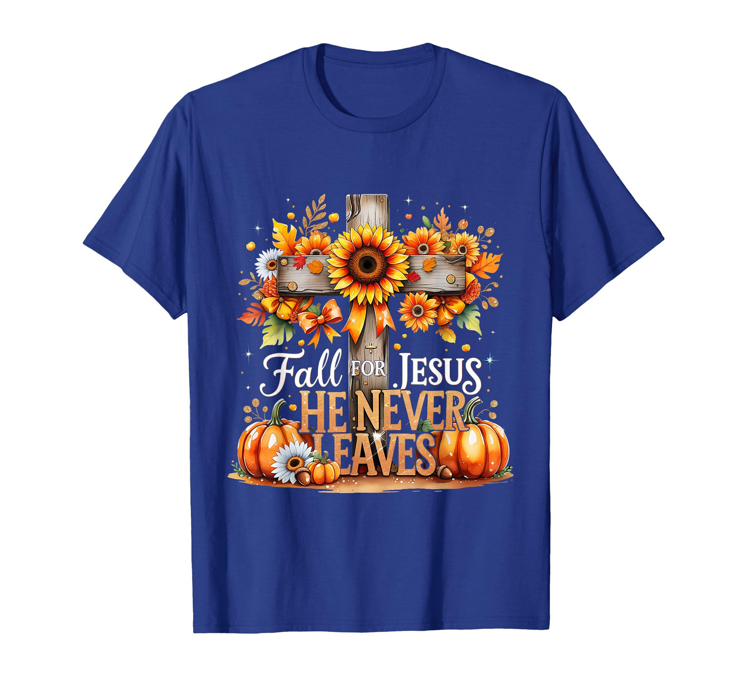 Fall for Jesus Christian Pumpkin Autumn Cross T-Shirt