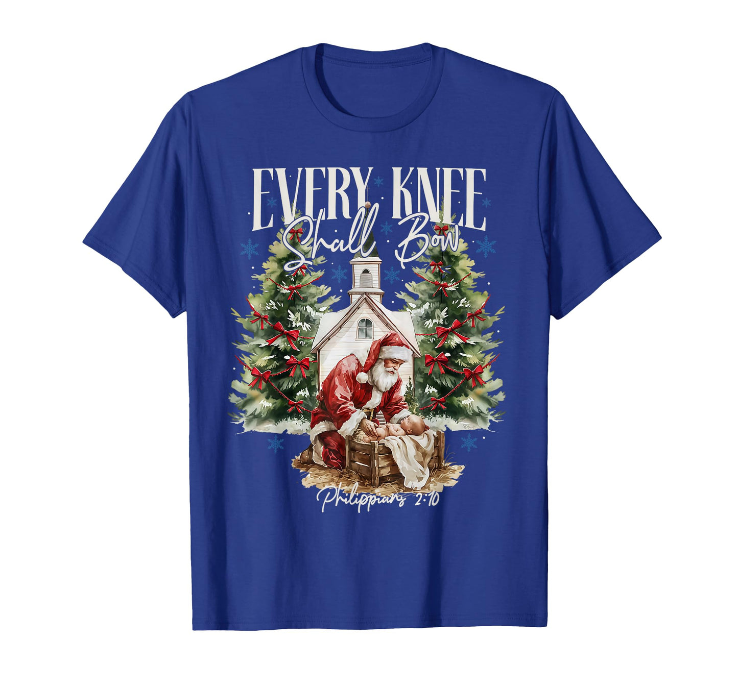 Every Knee Shall Bow Nativity Scene Religious Christmas T-Shirt