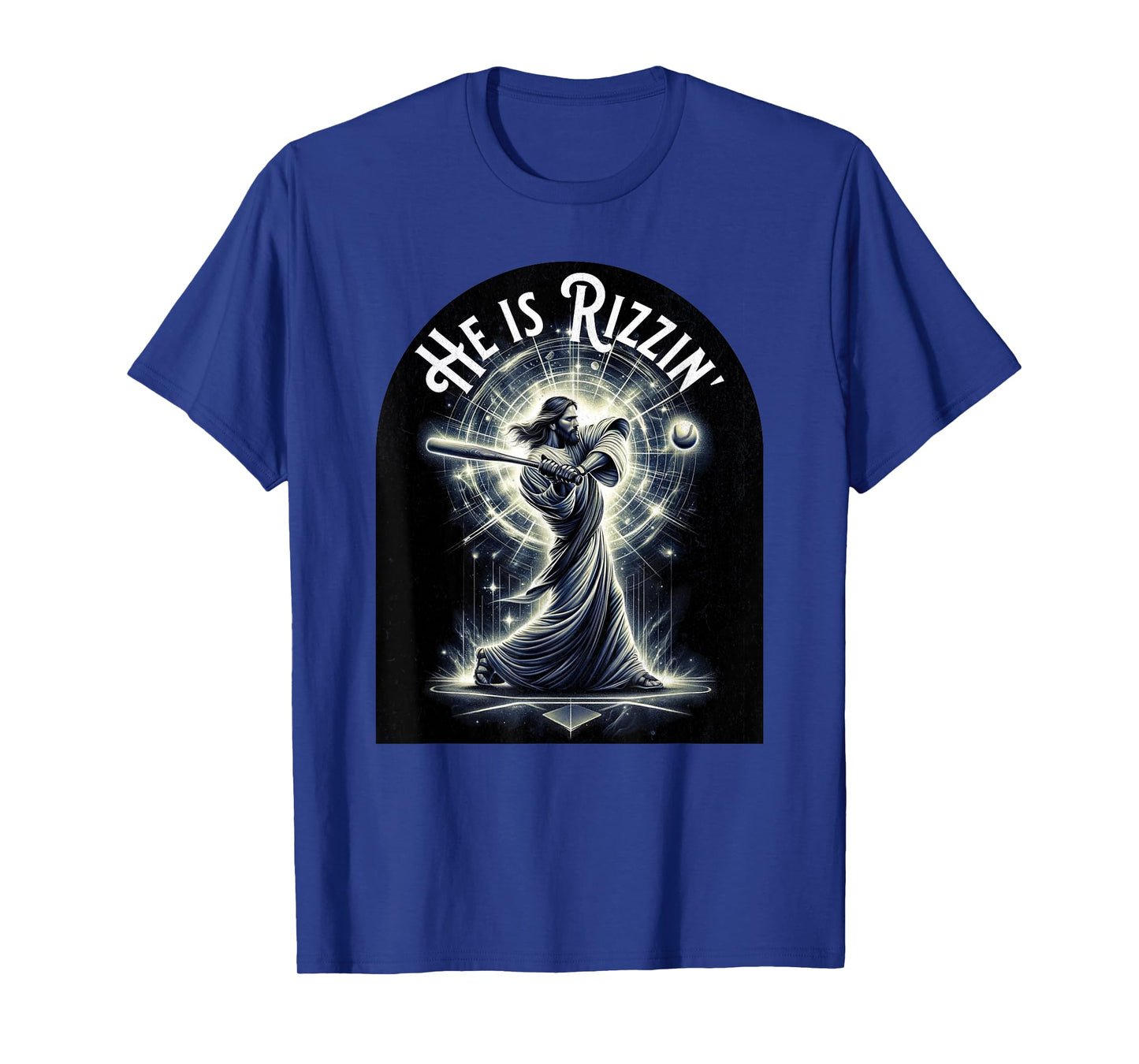 He is Rizzin Jesus Playing Baseball Funny Sports Rizz T-Shirt
