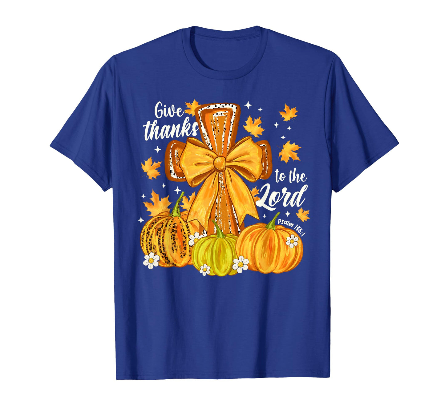 Fall for Jesus He Never Leaves Christian Faith Cross Pumpkin T-Shirt