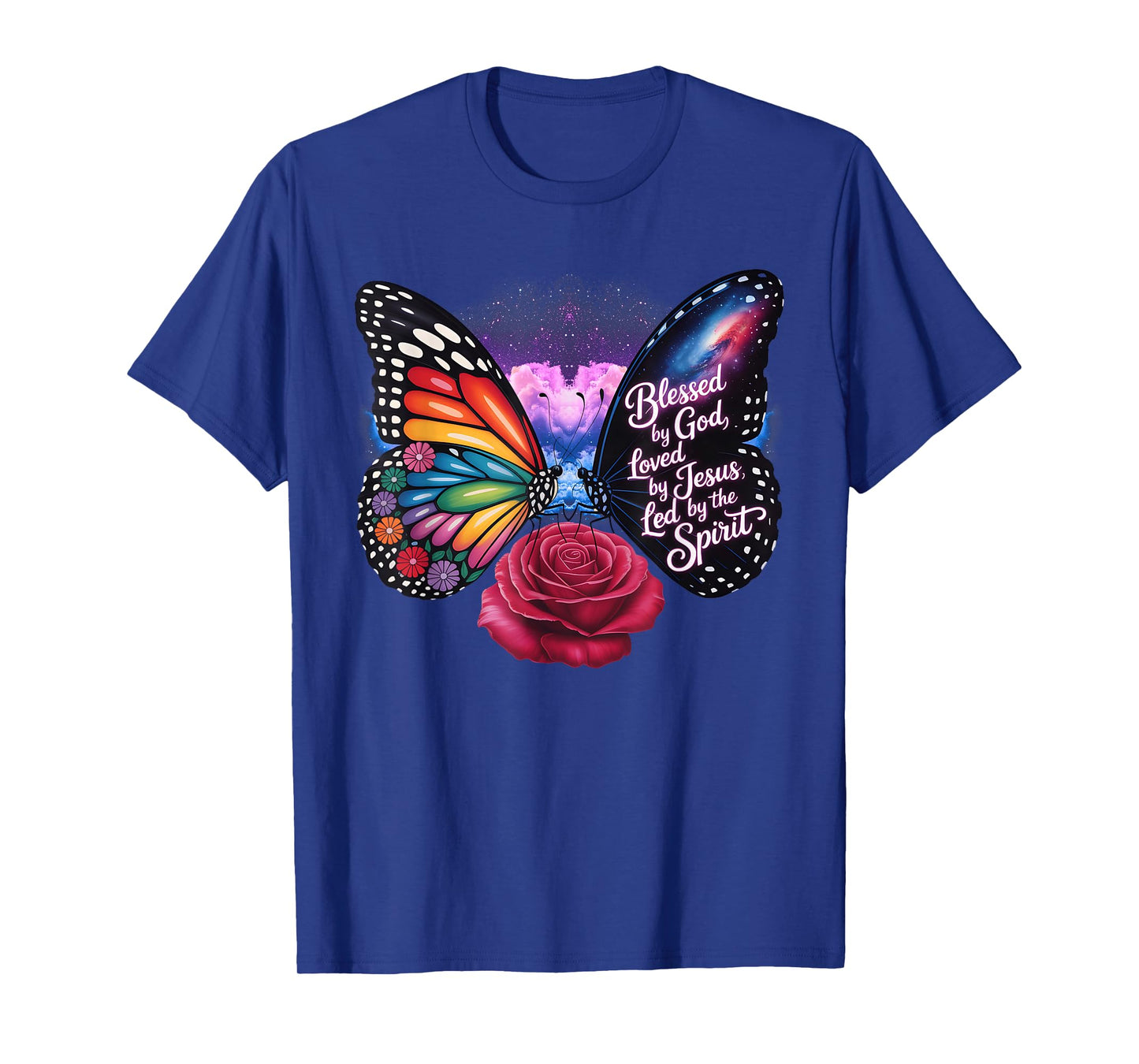 Blessed by God Butterfly Loved by Jesus Led by The Spirit T-Shirt