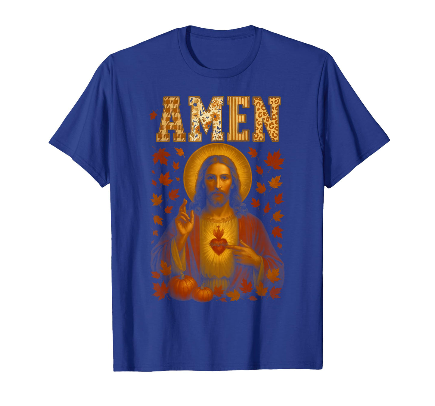 HUGvyn Amen Fall Jesus Christian Bible Verses Thanksgiving T-Shirt
