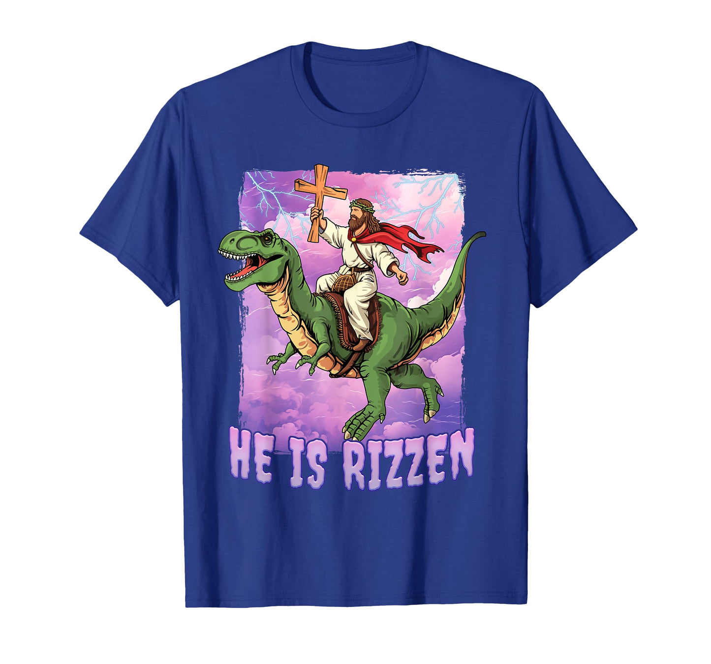 Jesus Riding A Dinosaur Jesus Rizz Meme T-Shirt - Black, Small, Unisex-Adults, Short Sleeve, Classic Fit, Cotton 65% Polyester 35%
