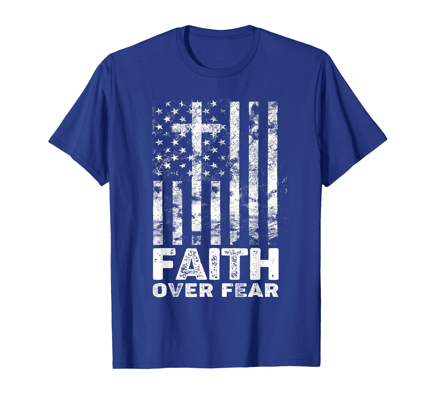 Christian Faith Over Fear US USA American Flag Religious T-Shirt