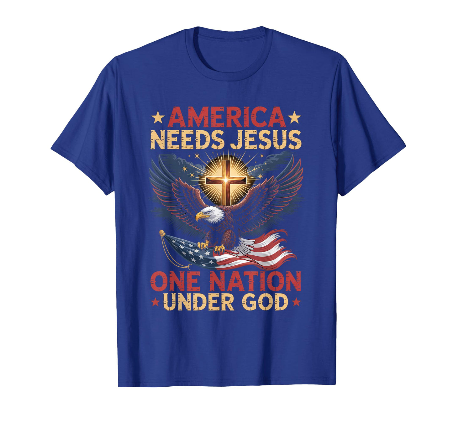 America Needs Jesus One Nation Under God Eagle Christian T-Shirt