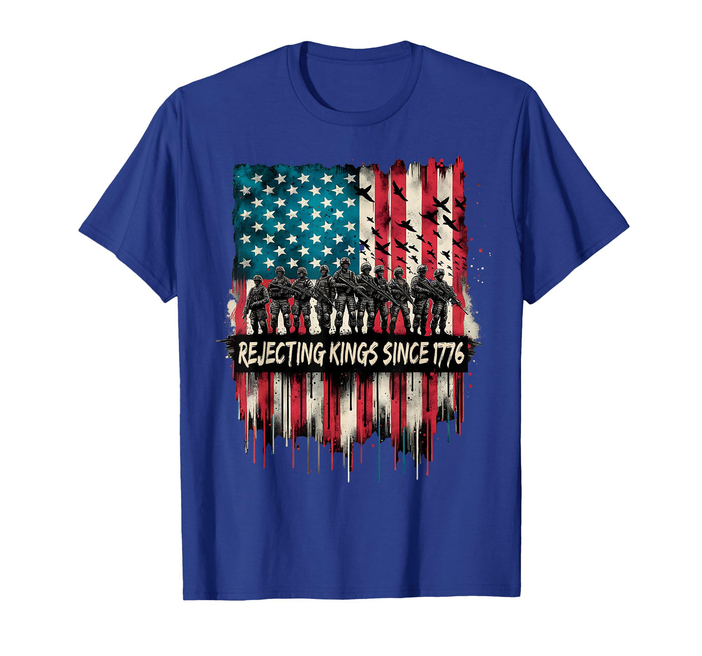 Rejecting Kings Since 1776 Patriotic USA Flag 4th Of July T-Shirt
