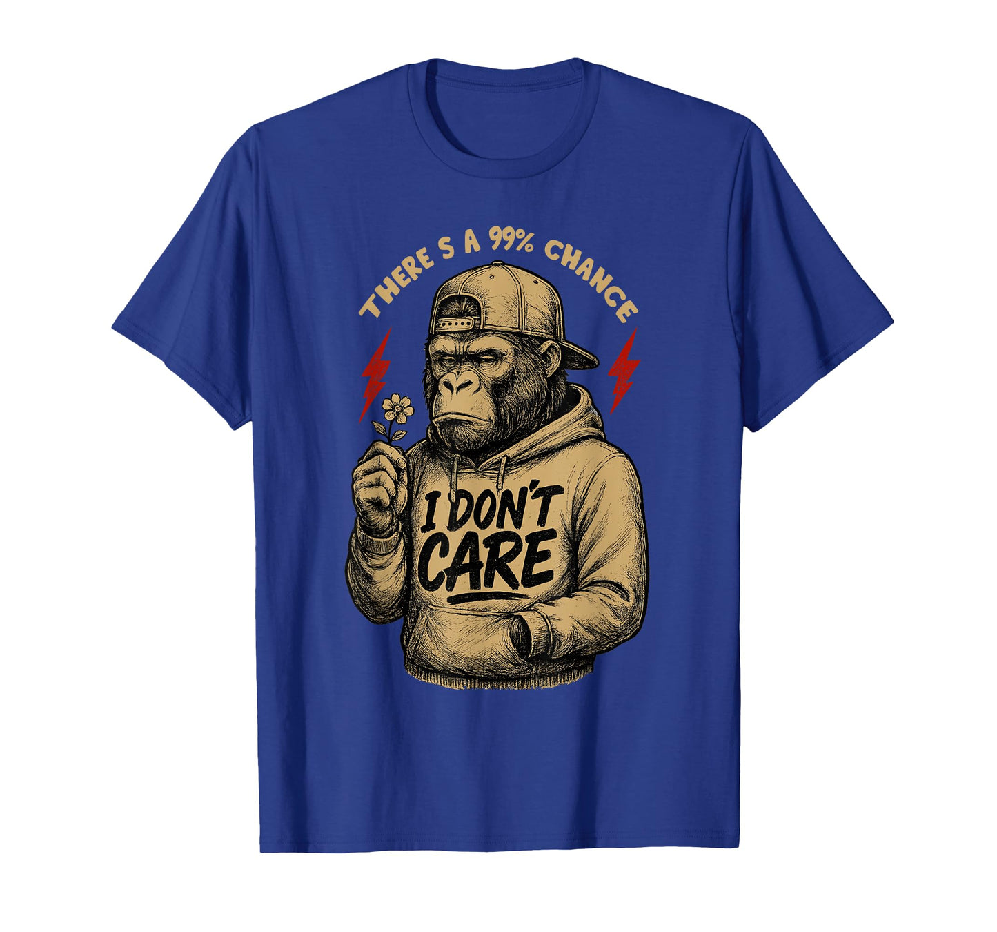 There's A 99% Chance I Don't Care Funny Monkey Men T-Shirt
