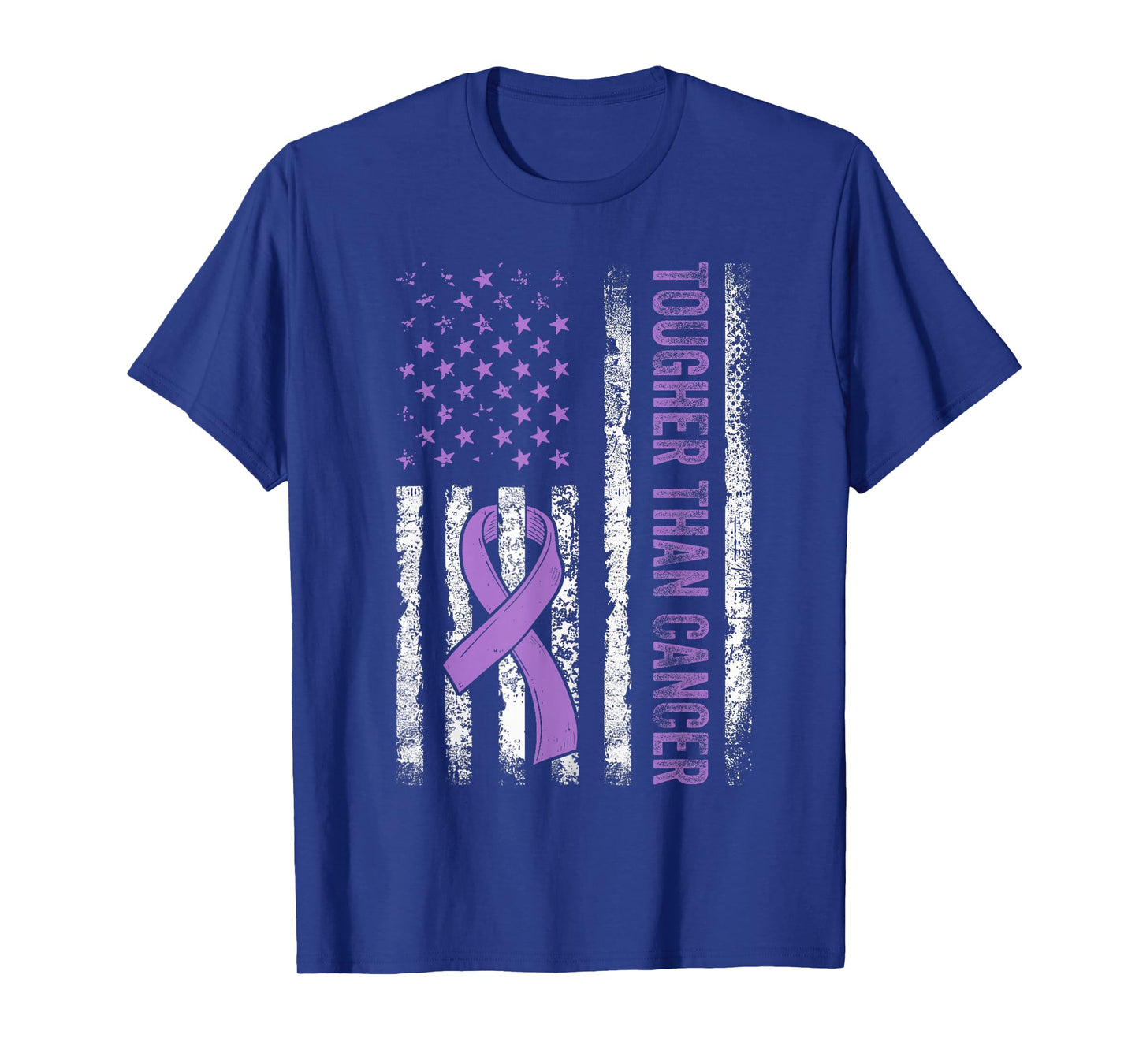 Tougher Than Cancer Pancreatic Awareness Us Flag Purple T-Shirt