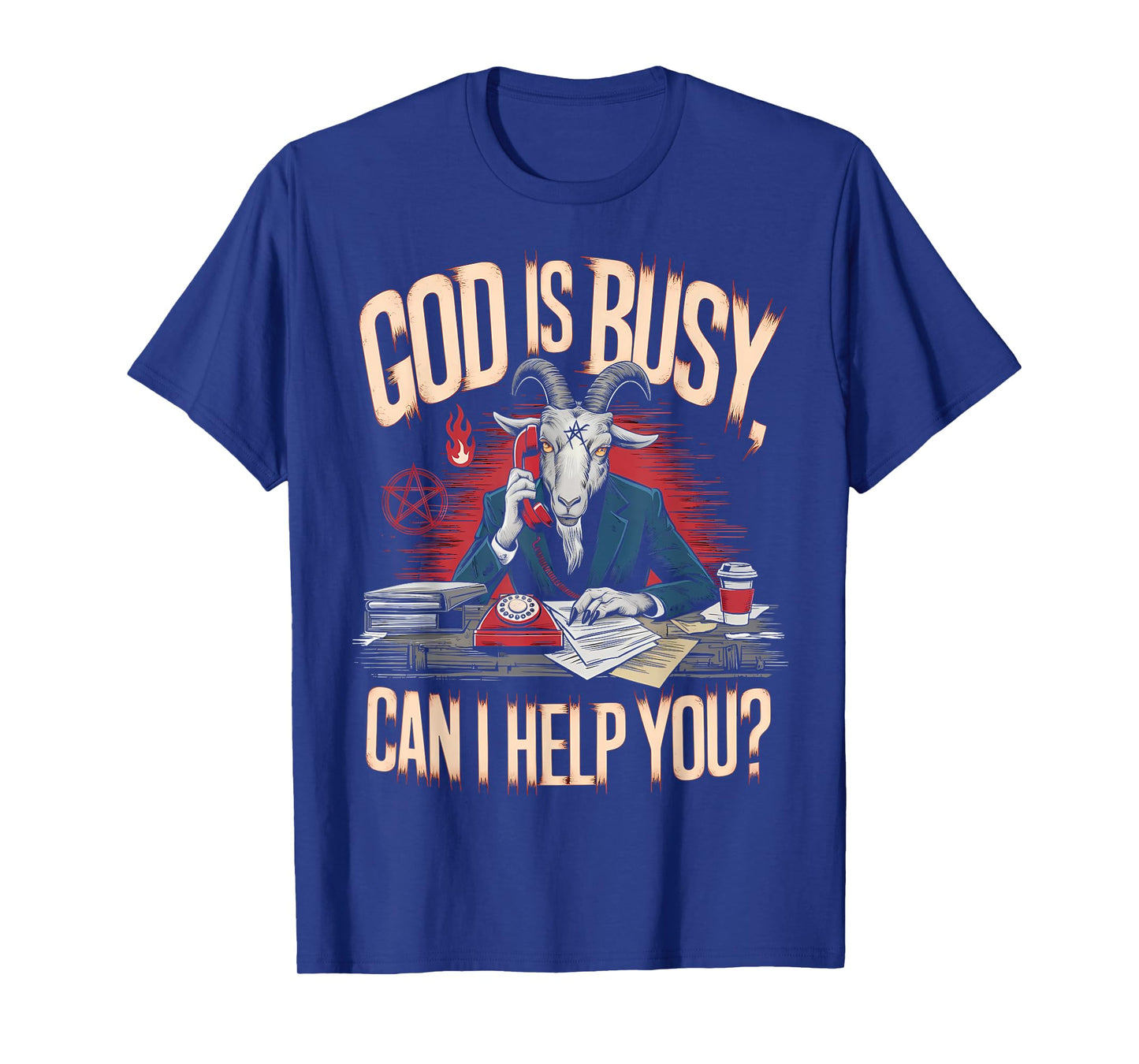 Satanic Goat Office Demon Occult Funny Sarcastic T-Shirt