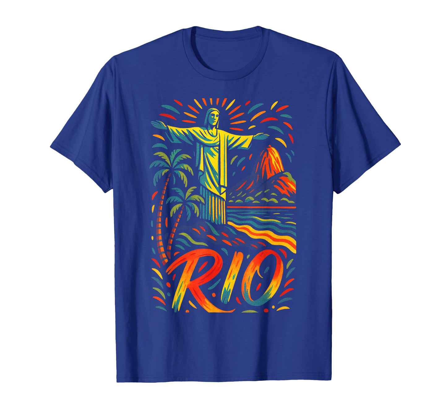 Christ Statue Tropical Beach Landmark Design T-Shirt
