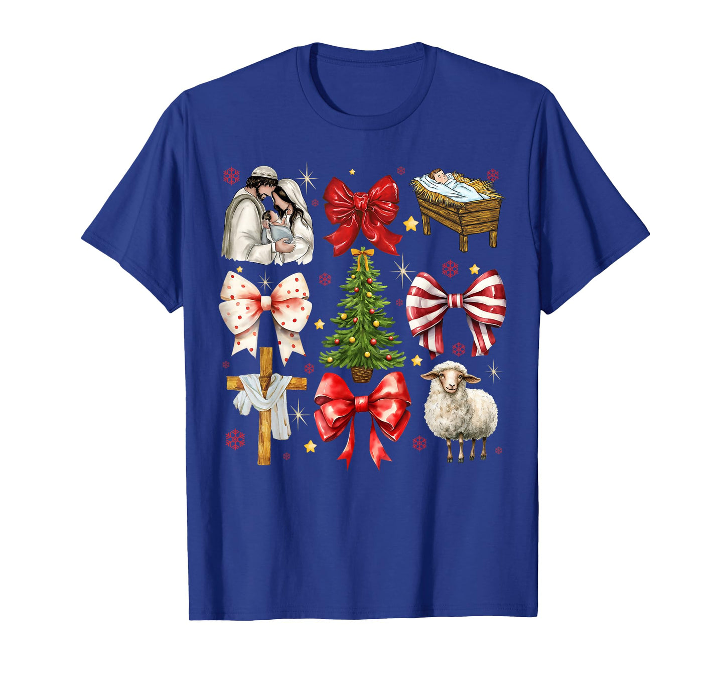 Christmas Nativity Scene Coquette Bow Baby Jesus Xmas Pajama T-Shirt