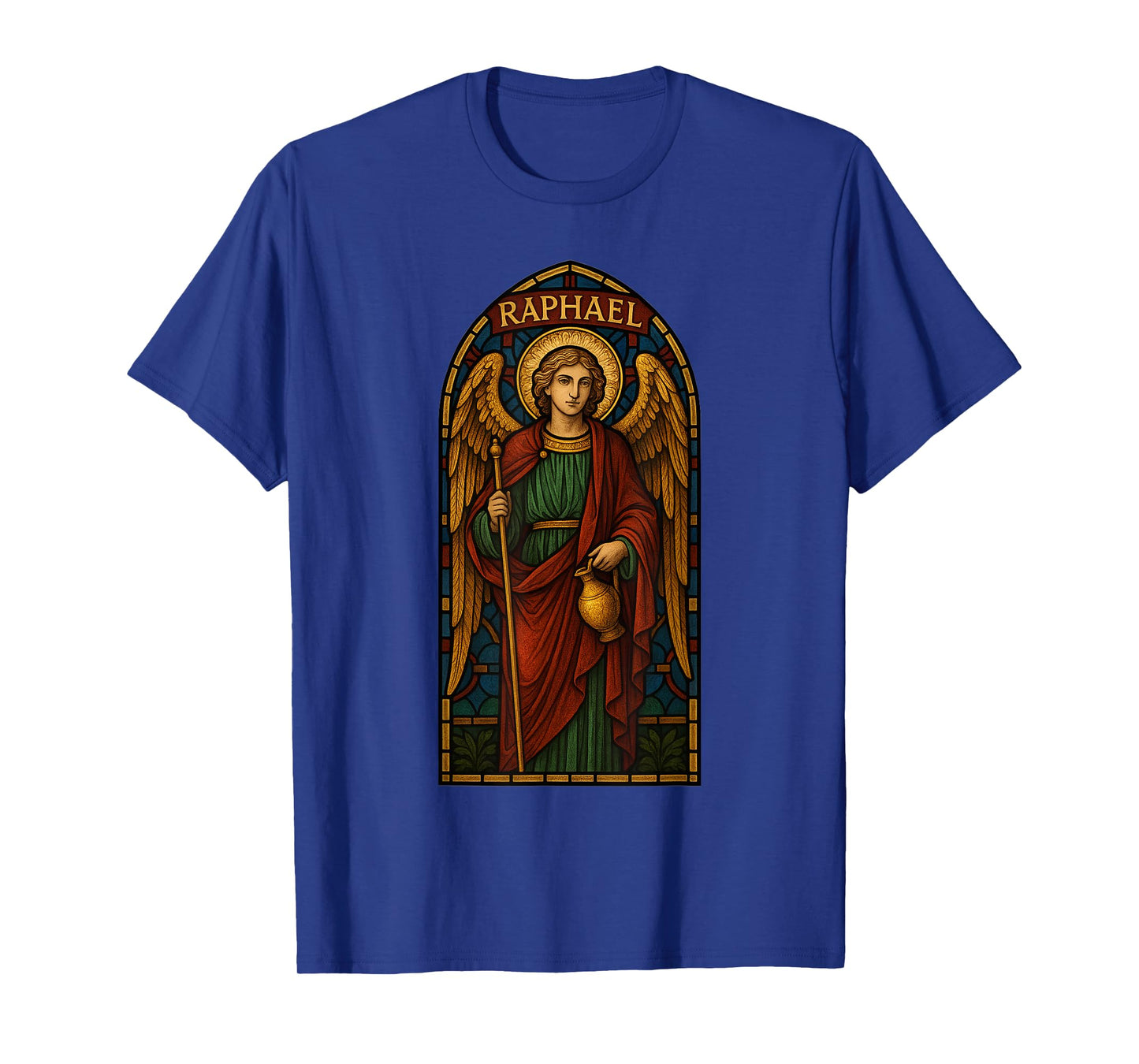 Stained Glass Saint Archangel Raphael T-Shirt