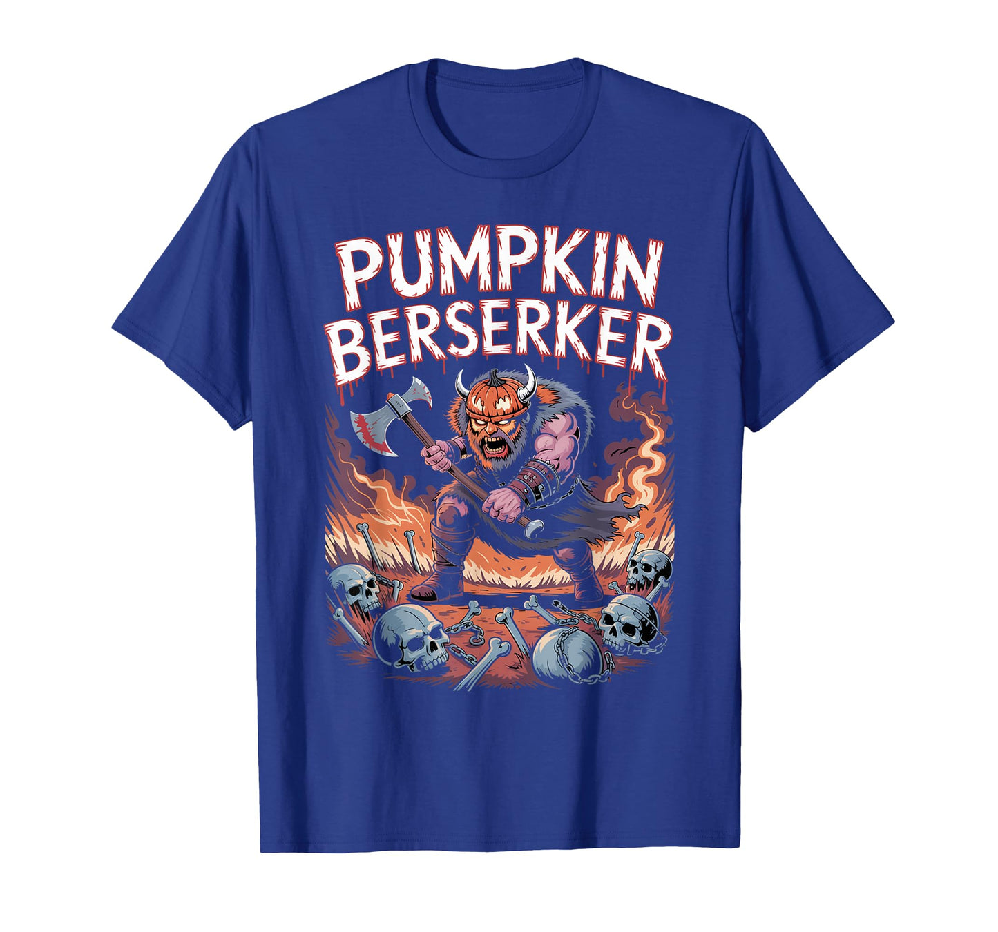 Pumpkin Head Norse Berserker - Viking Warrior Halloween T-Shirt