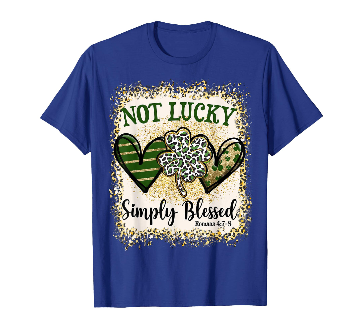 Not Lucky Simply Blessed St Patricks Day Leopard Shamrock T-Shirt