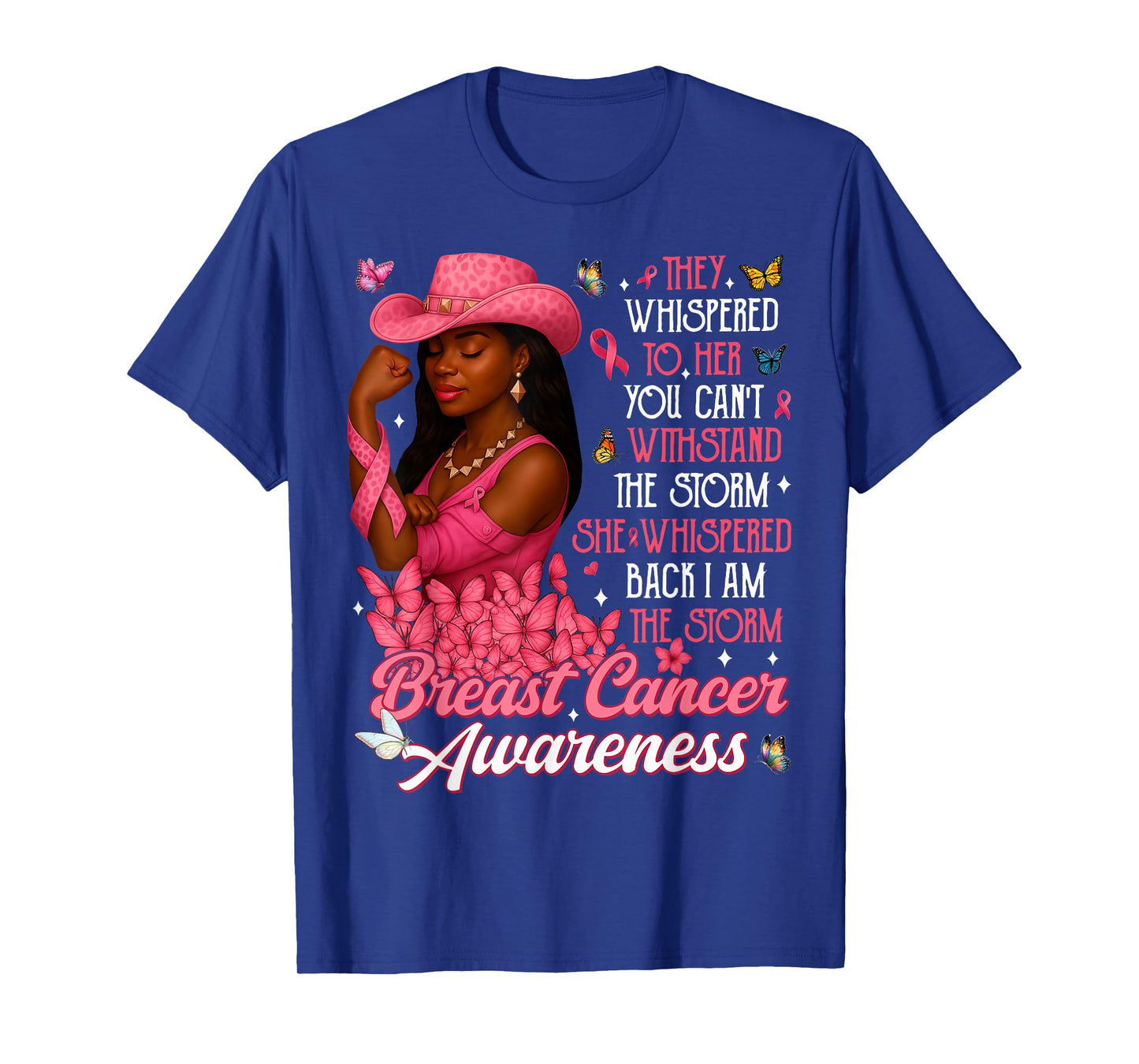 HUGvyn Breast Cancer: Black Cowgirl I Am The Storm Survivor T-Shirt