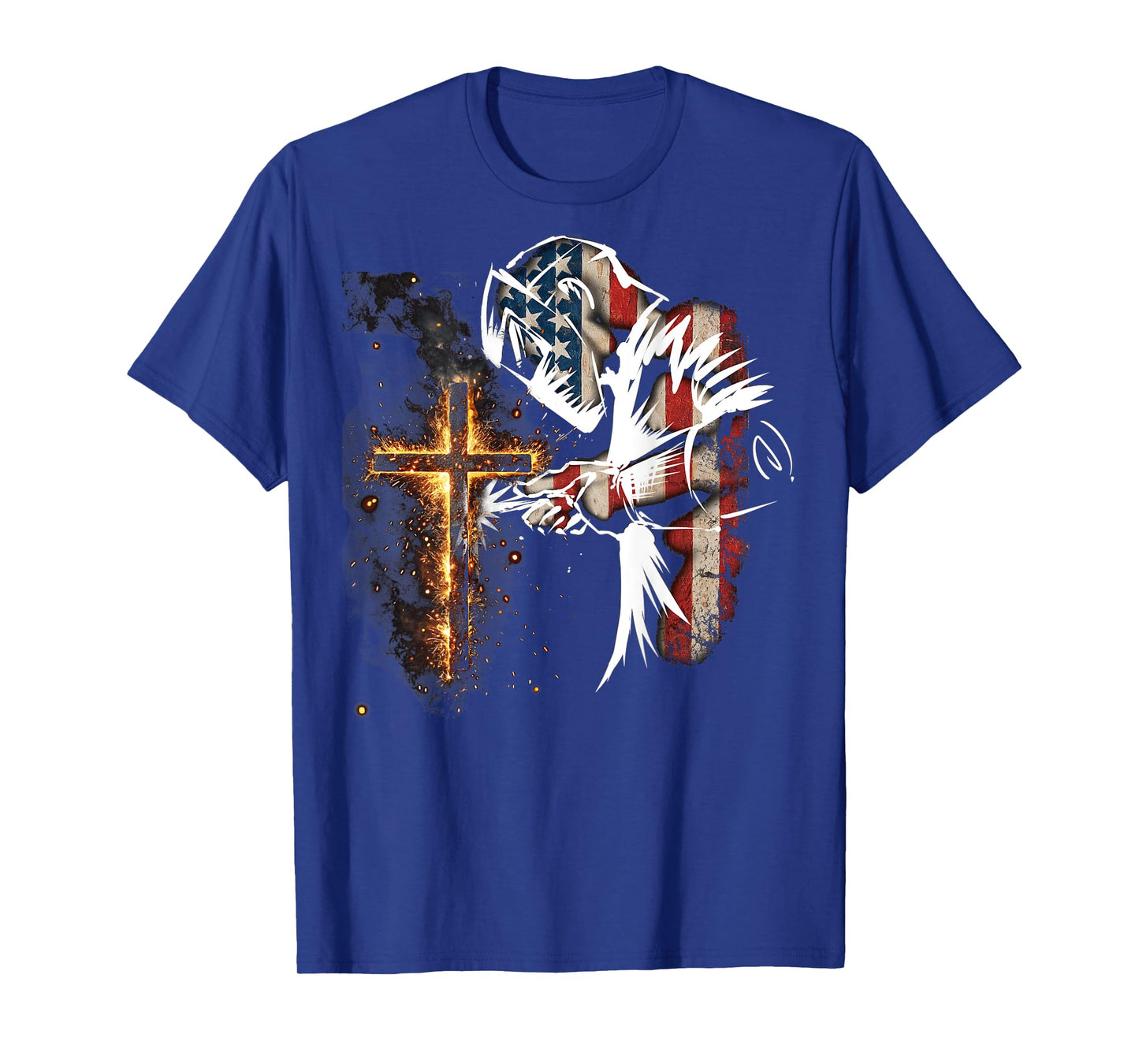 Welder American Flag Mig Tig Welding Faith Cross Christian T-Shirt