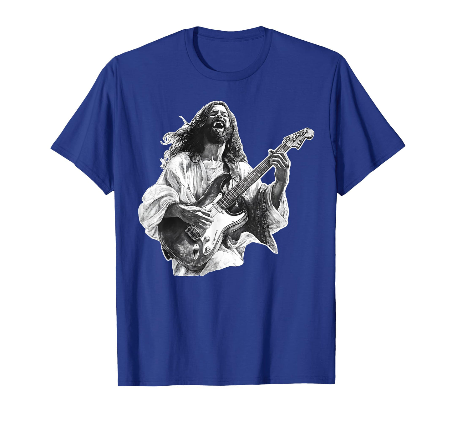 Jesus the Solid Rock Playing Electric Guitar and Laughing T-Shirt