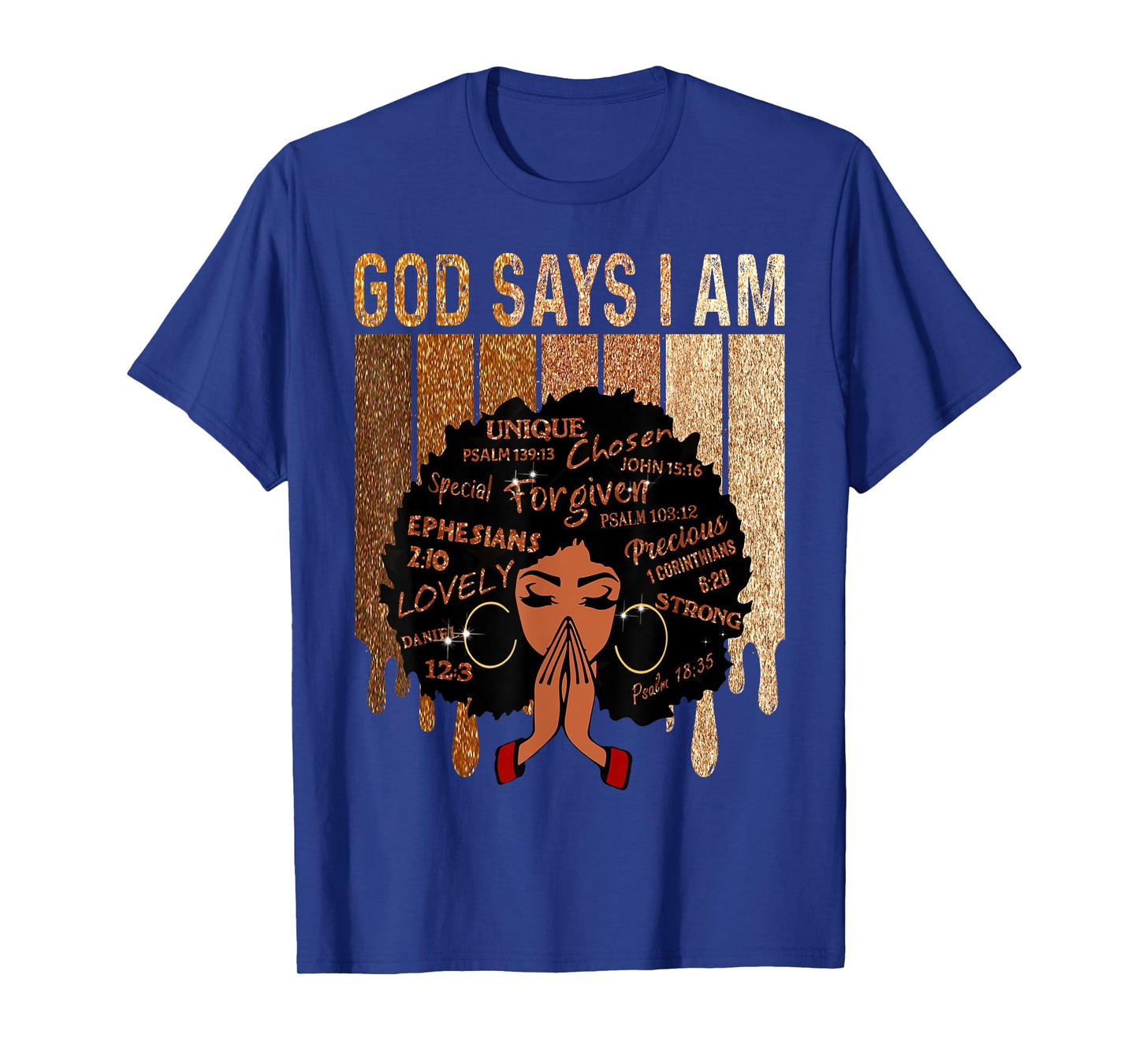 Womens Black Girl Queen God Says I Am Melanin History Month T-Shirt
