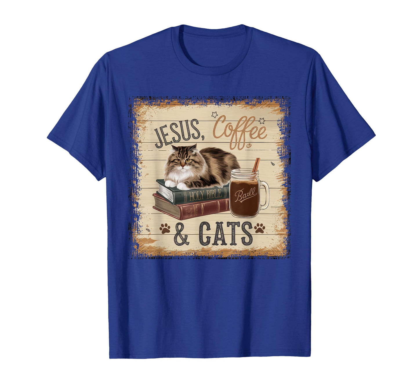 Jesus Coffee Cats Funny Cute Design Jesus Lovers Christian T-Shirt