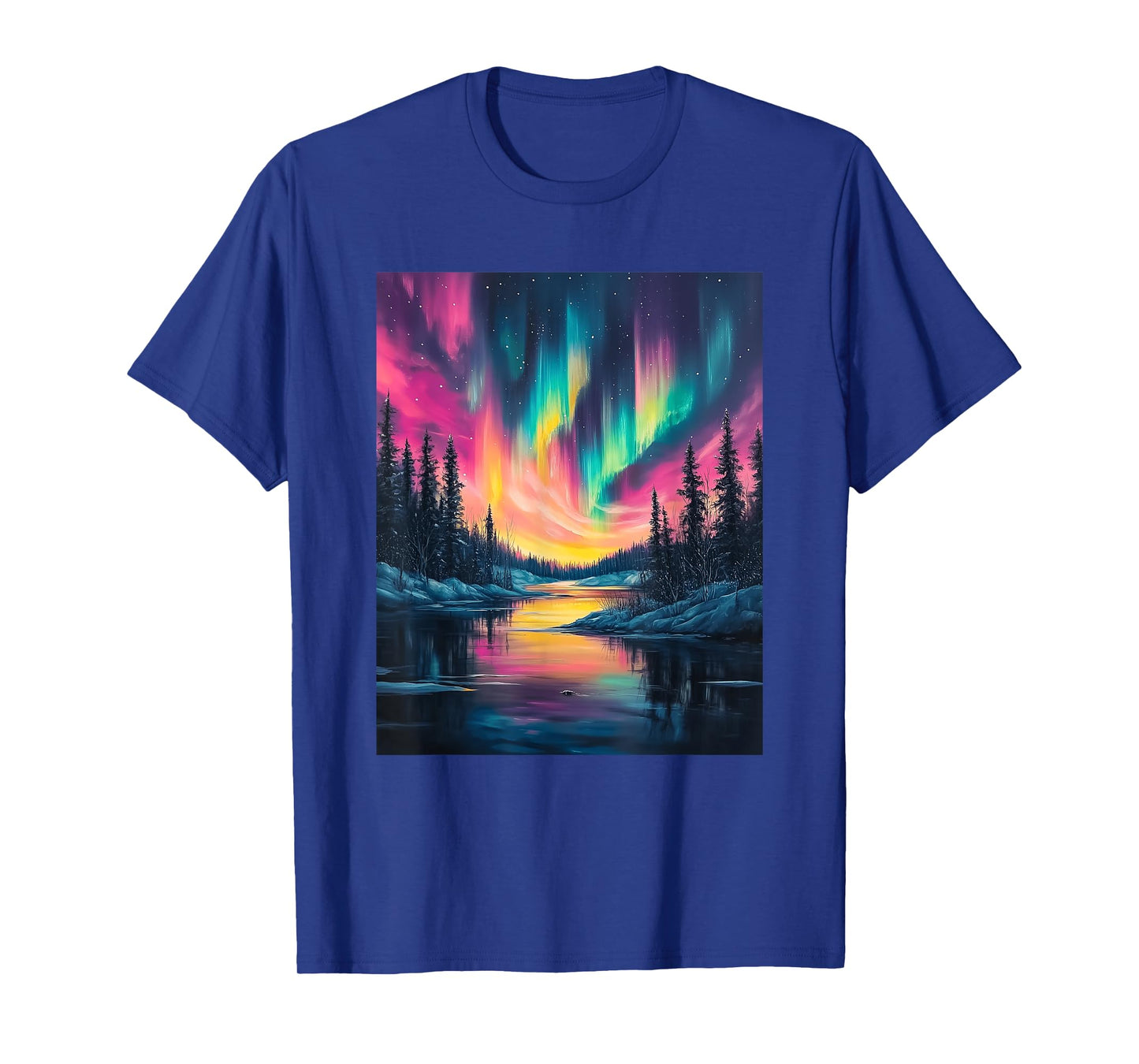 Alaska Landscape Aurora Borealis Northern Lights Vacation T-Shirt