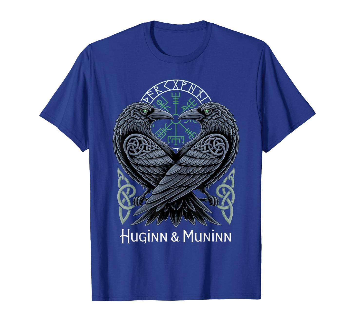 Retro Norse Huginn Muninn Celtic Viking Compass Vegvisir T-Shirt