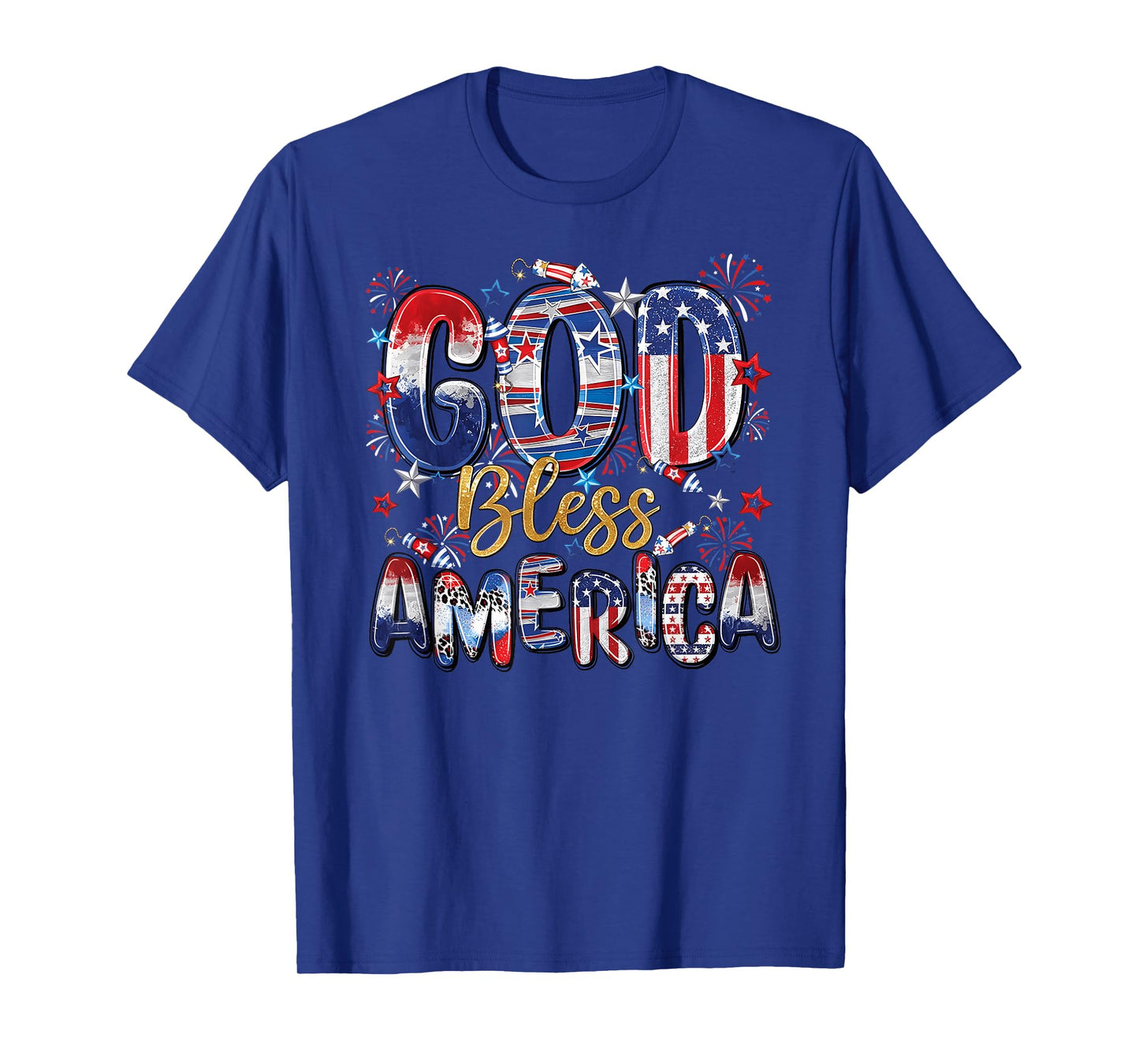God Bless America Fireworks Patriotic Christian 4th Of July T-Shirt