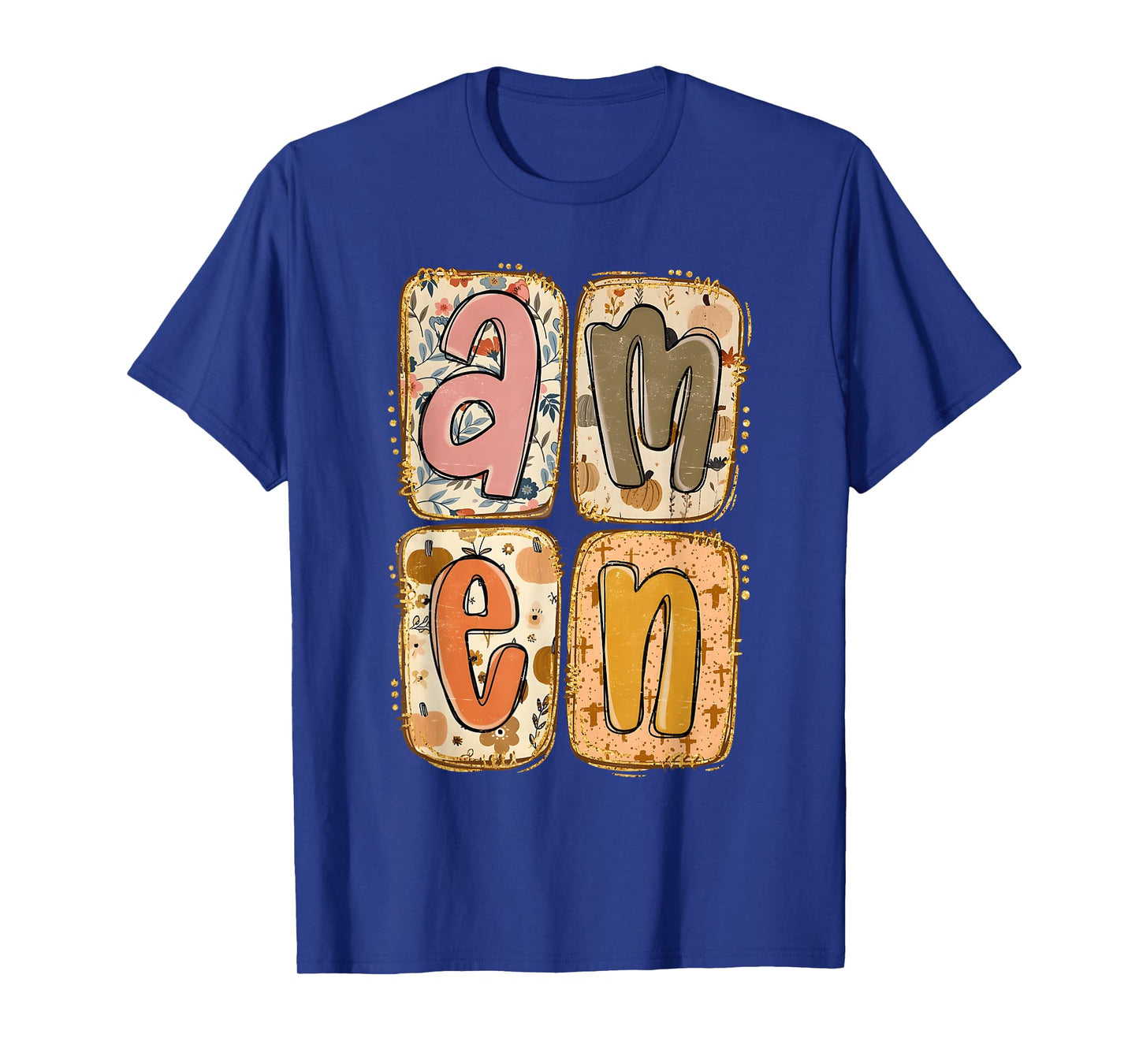 Amen Christian Faith Fall Pumpkin Floral Religious T-Shirt