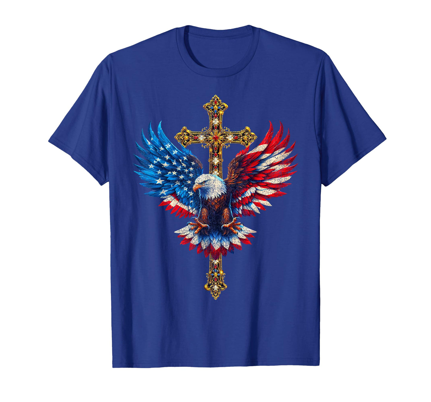 Bald Eagle Christian Faith Ctoss USA Flag Patriotic American T-Shirt