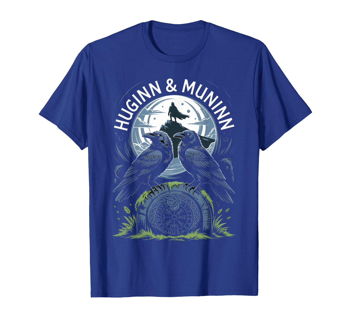 Norse Rune Huginn and Muninn Celtic Viking Compass Vegvisir T-Shirt