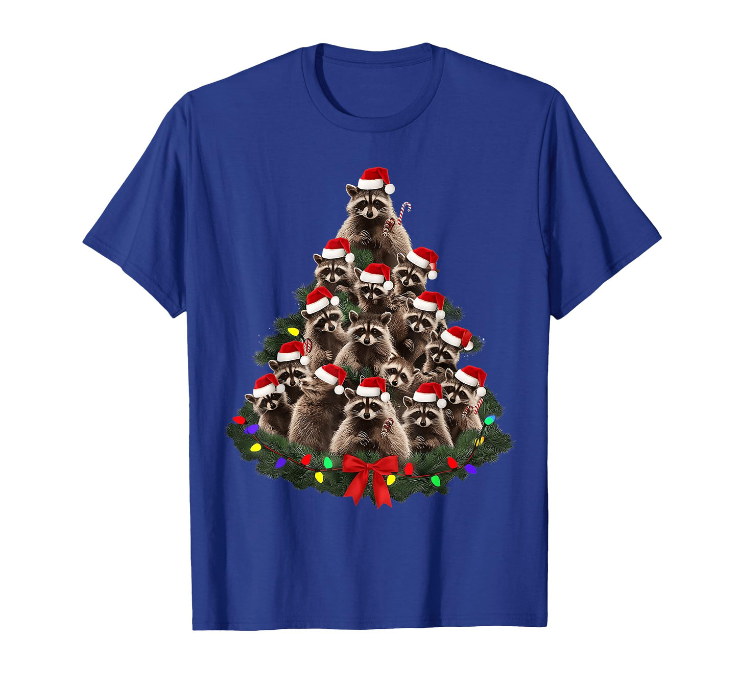 Raccoon Christmas Tree Lights Pajama Racoon Lover Xmas T-Shirt