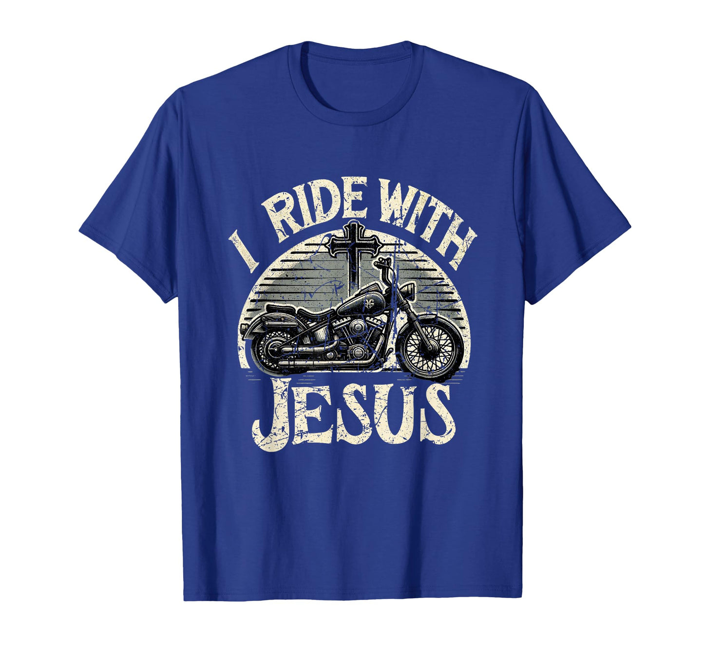 Vintage I Ride With Jesus Motorcycle Christian T-Shirt