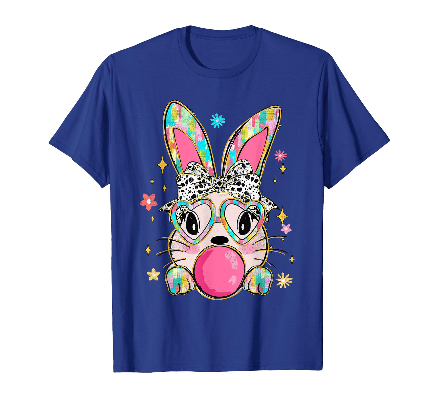 Coquette Bow Bunny Face Tie Dye Glasses Bubblegum Easter Day T-Shirt