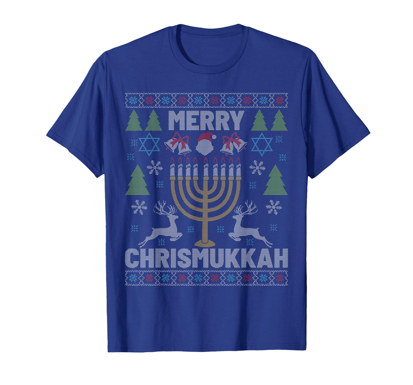 Merry Chrismukka Menorah Ugly Christmas Happy Hanukkah T-Shirt