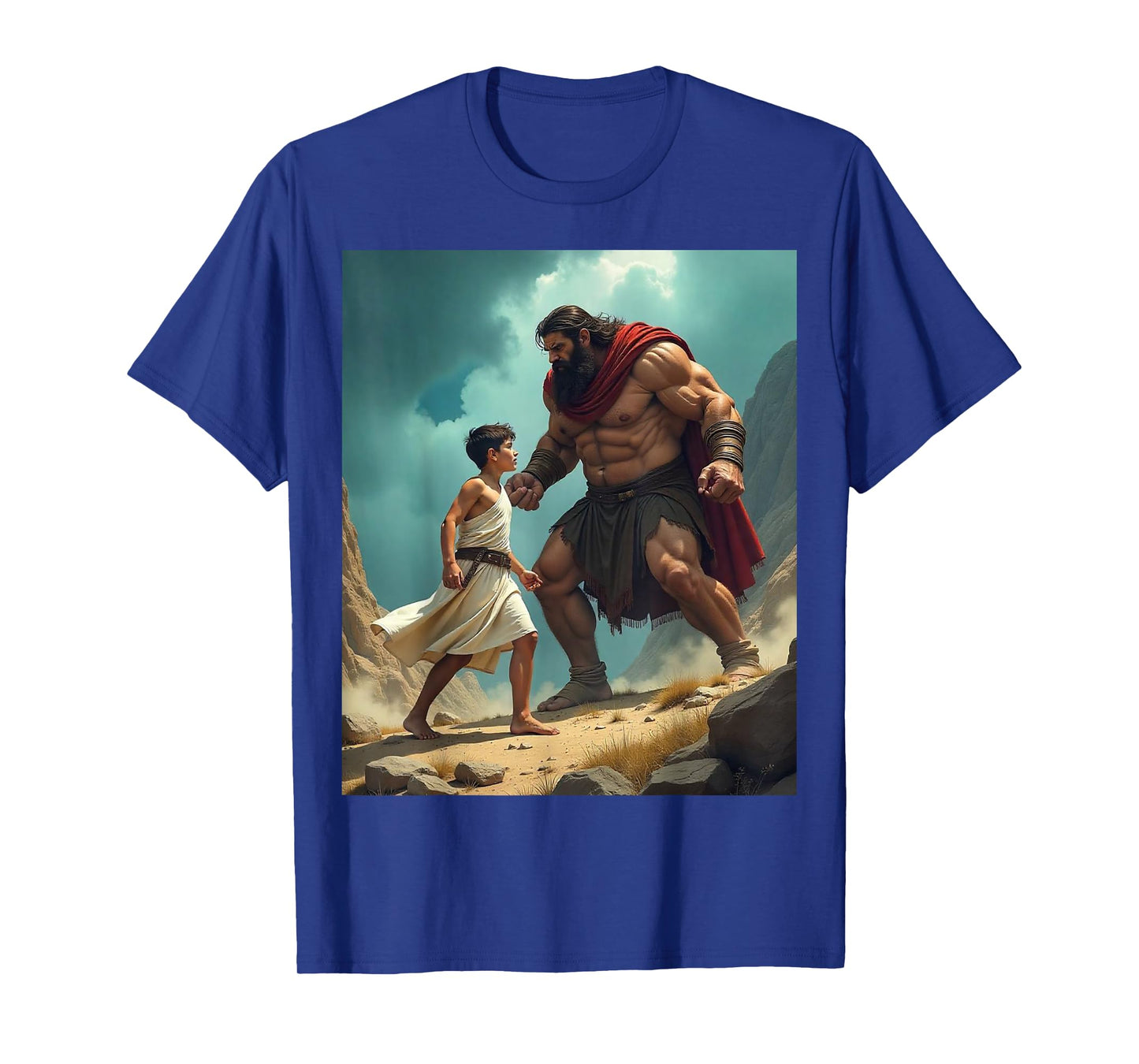 David and Goliath Bible Book of Samuel King David Painting T-Shirt