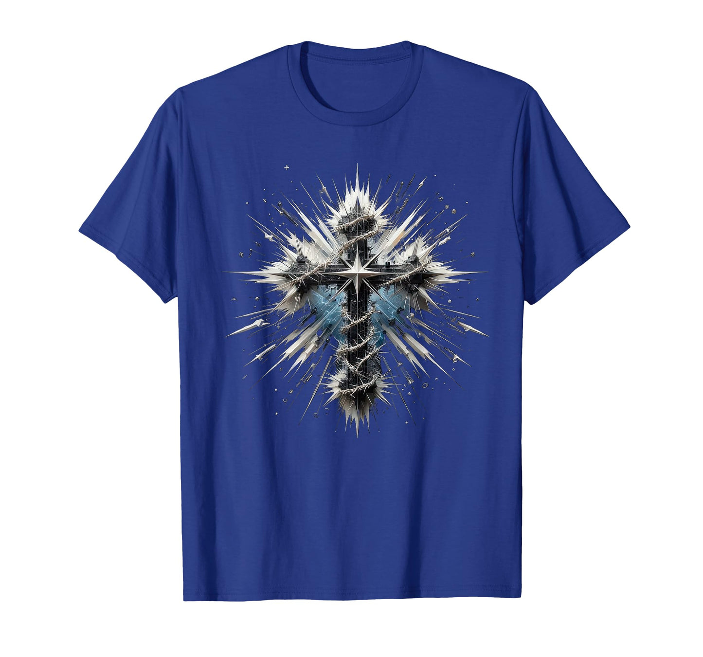Christian Cross Punk-Art Style Distressed Crown of thorns T-Shirt