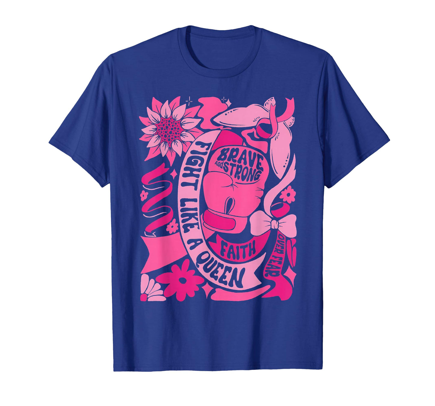 Fight Like A Queen Women Girl Breast Cancer Warrior T-Shirt