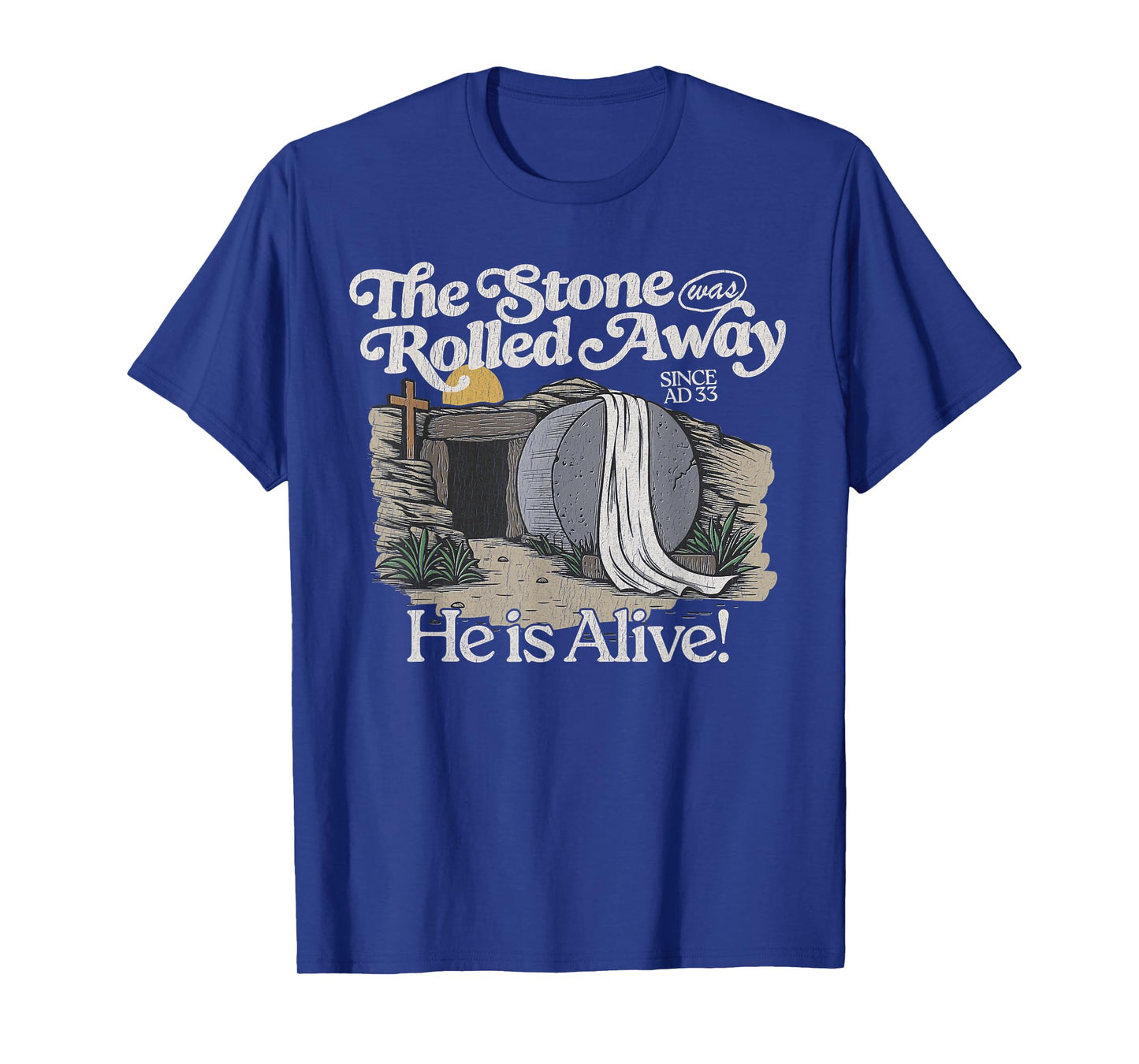 The Stone Was Rolled Away He Is Alive Retro Christian Easter T-Shirt